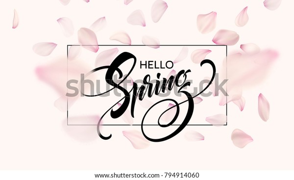 春の文字のウェブバナーテンプレート カラーピンクの桜の花 青の空の背景デザイン ベクターイラストeps10 のベクター画像素材 ロイヤリティフリー