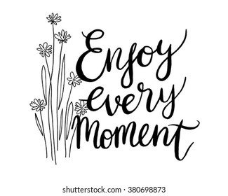 Spring Lettering with wreath - hand drawn Vector illustration.