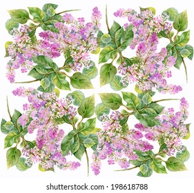 Spring lilac flowers on white background seamless pattern vector