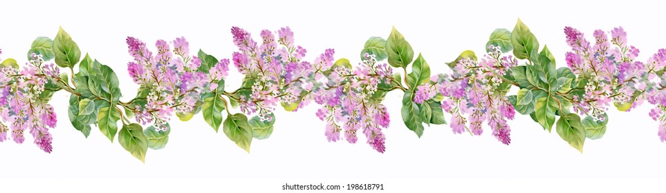 Spring lilac flowers on white background seamless pattern vector