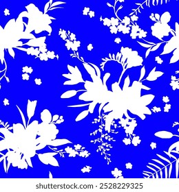 Spring Lily Flowers Backgrounds - Seamless Floral Pattern. silhouette pattern