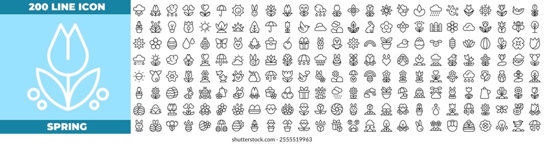 Spring Line Editable Icons set. Vector illustration in modern thin line style of medical icons: spring, floral, plant, etc
