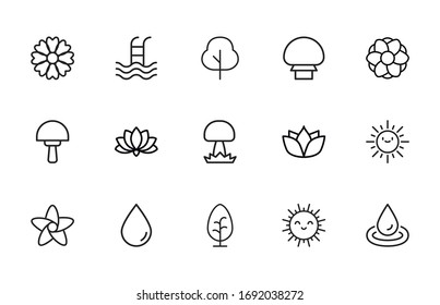 spring line icons set. Stroke vector elements for trendy design. Simple pictograms for mobile concept and web apps. Vector line icons isolated on a white background. 