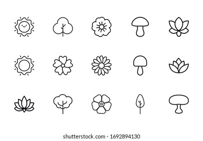 spring line icons set. Stroke vector elements for trendy design. Simple pictograms for mobile concept and web apps. Vector line icons isolated on a white background. 