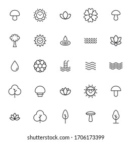 spring line icons set. Stroke vector elements for trendy design. Simple pictograms for mobile concept and web apps. Vector line icons isolated on a white background. 