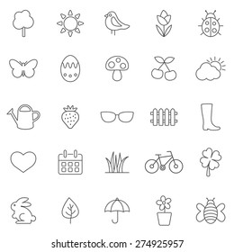 Spring line icons set.Vector