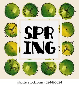 Spring logo and architectural tree top view.illustration vector