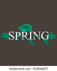 spring logo black background with green leaves