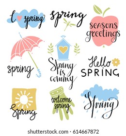 Spring logos set. Isolated on white background