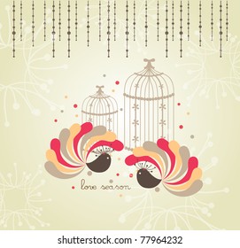 spring lovely bird card design