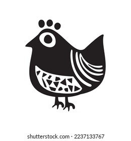 Spring low brow quirky chicken motif. Easter vector farm animal. 