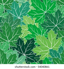 Spring maple green leaves vector seamless texture