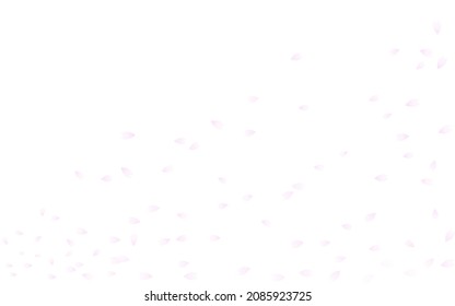 Spring material with cherry blossom blizzard, copy space in upper left corner