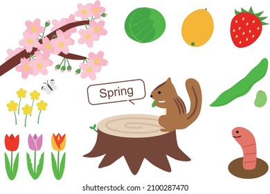 Spring material set (stump sprout, cherry blossoms, vegetables, etc.)