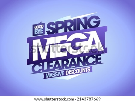Spring mega clearance sale vector poster template, massive discounts banner, very peri color