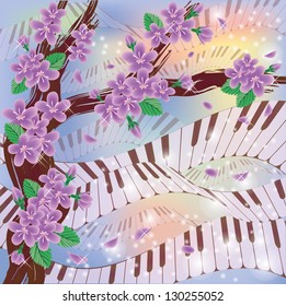 Spring Melody card, vector illustration
