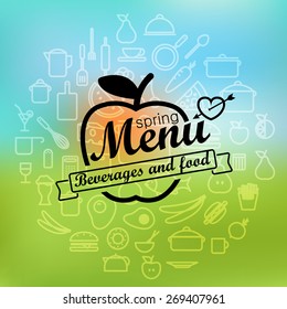 Spring menu label design. Vector lineart concept 
