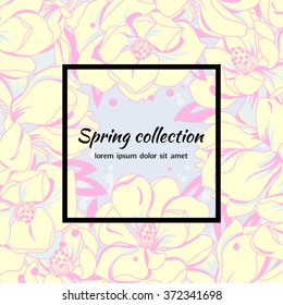 Spring modern floral background. Spring collection template. Elegant template with an exotic floral pattern.