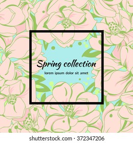 Spring modern floral background. Spring collection template. Elegant template with exotic floral pattern.