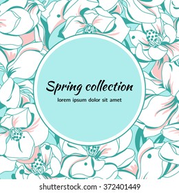 Spring modern floral background. Spring collection template. Elegant floral template with exotic pattern.