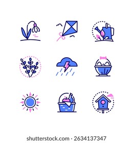Spring - modern line design style icons set