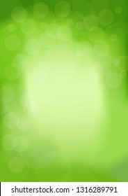 Spring modern trendy background with bokeh in green color. Abstract illustration