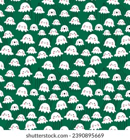 Spring modern trendy seamless pattern with cute lilies of the valley . Hand drawn vector illustration.