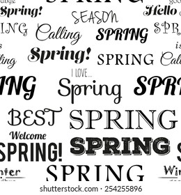 Spring modern typographic seamless pattern. Free fonts are used.