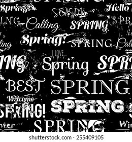 Spring modern typographic seamless pattern. Free fonts are used.