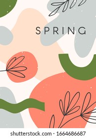 Ilustración vectorial moderna de primavera con formas orgánicas dibujadas a mano, texturas y elementos florales.Diseño contemporáneo a la moda perfecto para impresiones, volantes, banners, invitaciones, diseño de marca, cubiertas y mucho más.