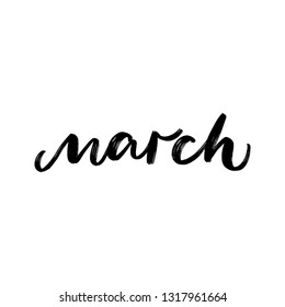 SPRING MONTH VECTOR HAND LETTERING. MARCH. MARCH MONTH