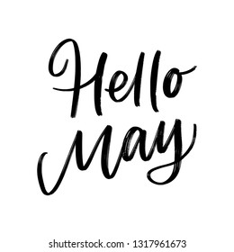 SPRING MONTH VECTOR HAND LETTERING. HELLO MAY. MAY MONTH