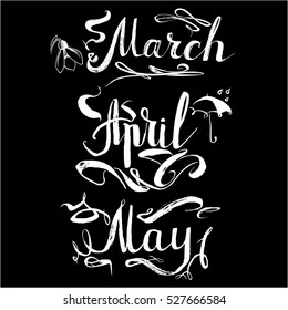 Spring months lettering vector
