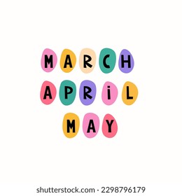 Spring months vector font, march, april, may. Illustration vector