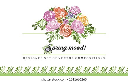 Spring mood. Bouquet of flowers. Invitation, congratulation, postcard on a white background. Congratulate your loved ones!
