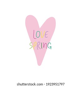 Spring mood floral vector illustration in simple doodle style with flowers and leaves. Gentle, springtime floral background in pastel colors