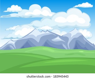 Spring mounains landscape view illustration vector