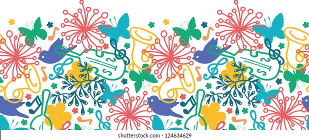 Spring Music Symphony Horizontal Seamless Pattern Background