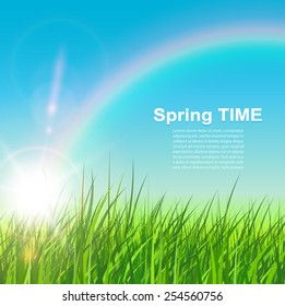 Spring natural background, sunny vector illustration.