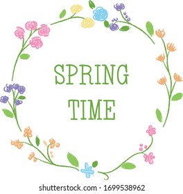 spring natural border with colorful flowers