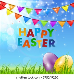 Spring Natural Happy Easter Background Vector Illustration EPS10