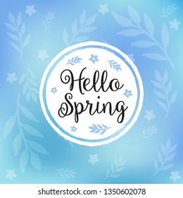 Spring nature background in blue light tones, vector illustration.