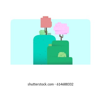 spring nature background with trees. Vector.