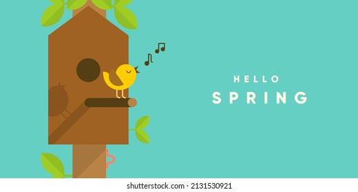 Spring. Nature. Garden. Simple vector illustration. Symbolic poster on the theme of peace, harmony. Background for banner, label, cover.