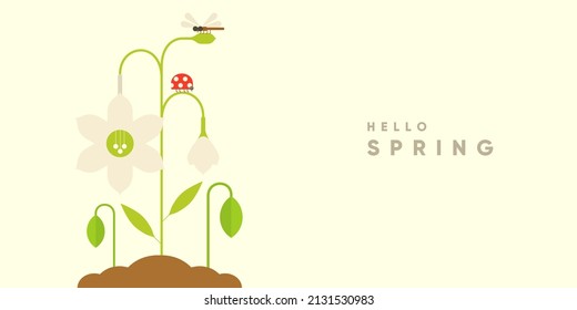 Spring. Nature. Garden. Simple vector illustration. Symbolic poster on the theme of peace, harmony. Background for banner, label, cover.