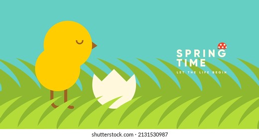 Spring. Nature. Garden. Simple vector illustration. Symbolic poster on the theme of peace, harmony. Background for banner, label, cover.