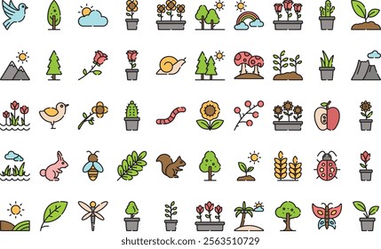 Spring nature icons High-Quality Vector Icons Collection with Editable Stroke. Ideal for Professional and Creative Projects.