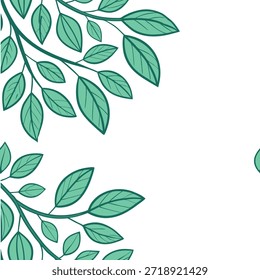 Padrão sem costura da natureza da primavera com gotas de chuva suaves nas folhas e tons verdes suaves para projetos serenos conceito como Padrão sem costura com folhas verdes macias e gotas de chuva suaves ideal para projetos de natureza de primavera tranquila no Conceito de Stock de Foto e espaço vazio no lado esquerdo, sem texto —ar 7:2 —tile
