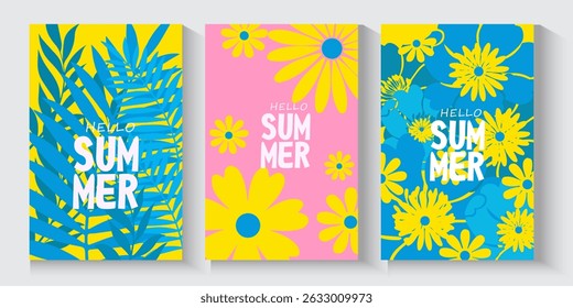 Spring nature set cards or posters banner for the spring holiday with wild flowers, Narcissus tulip flower, Crocus. summer Floral cover templates for Womens Day, birthday, Mothers Day, Easter flayer.