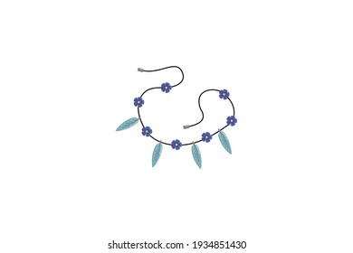 Spring Necklace Blue Flower Vector Icon
